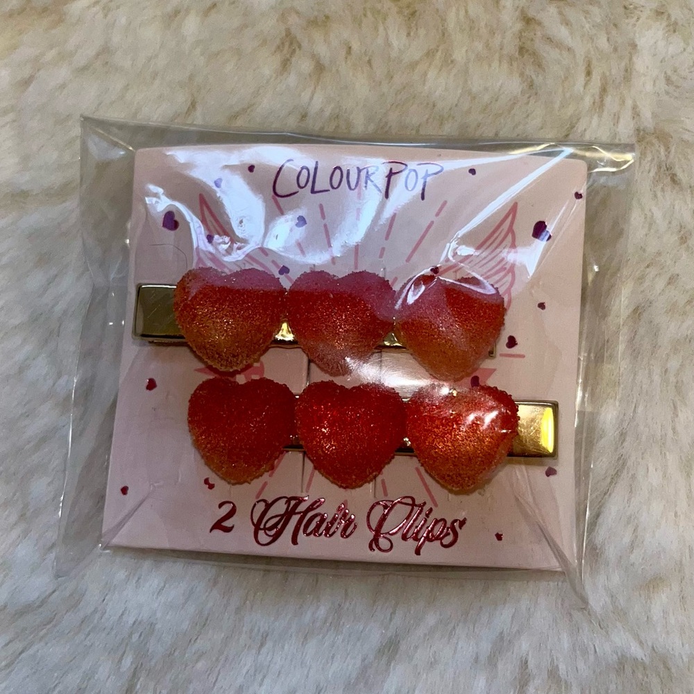 ColourPop Glitter Heart Hair Clips - Red and Gold